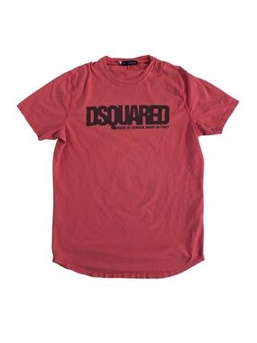 DSQUARED Y2K Coral-Red Logo Short Sleeve Crewneck Tee